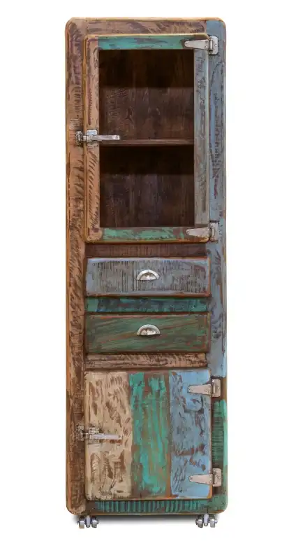Reclaimed Ice Box Cabinet with 2 Drawers & 2 Doors on Rollers - popular handicrafts